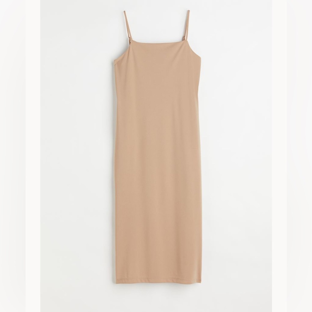 H&M Jersey Slip Dress  NWOT beige square neckline
